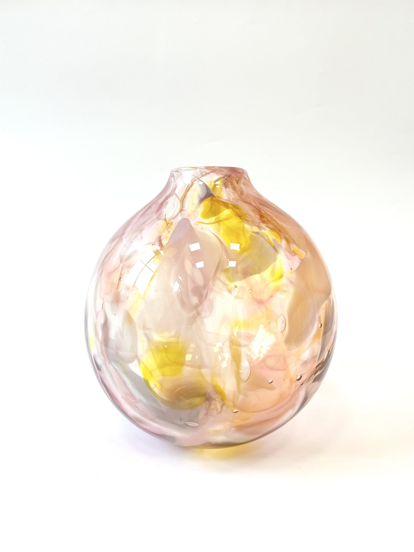 Handblown Glass Sphere Vase - Pink Marble #1