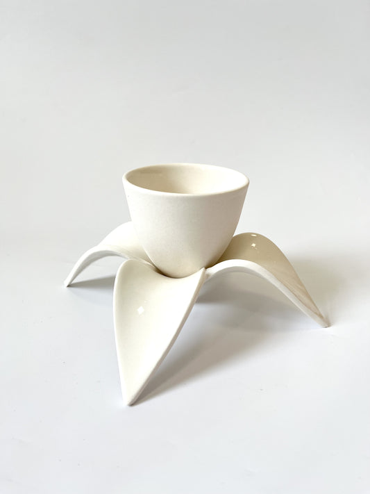 Abelia Cup & Saucer - Gloss White