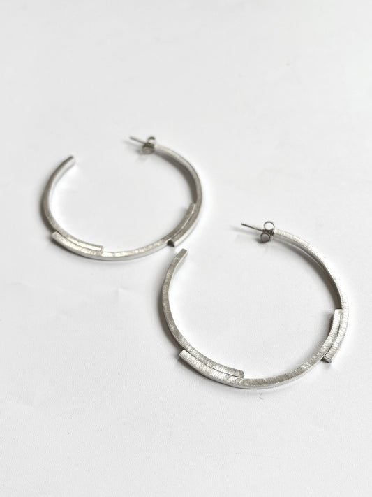 Large Textured Geometric Hoop Earrings (#35)