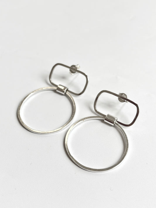 Rectangle & Circle Stud Earrings (#36)