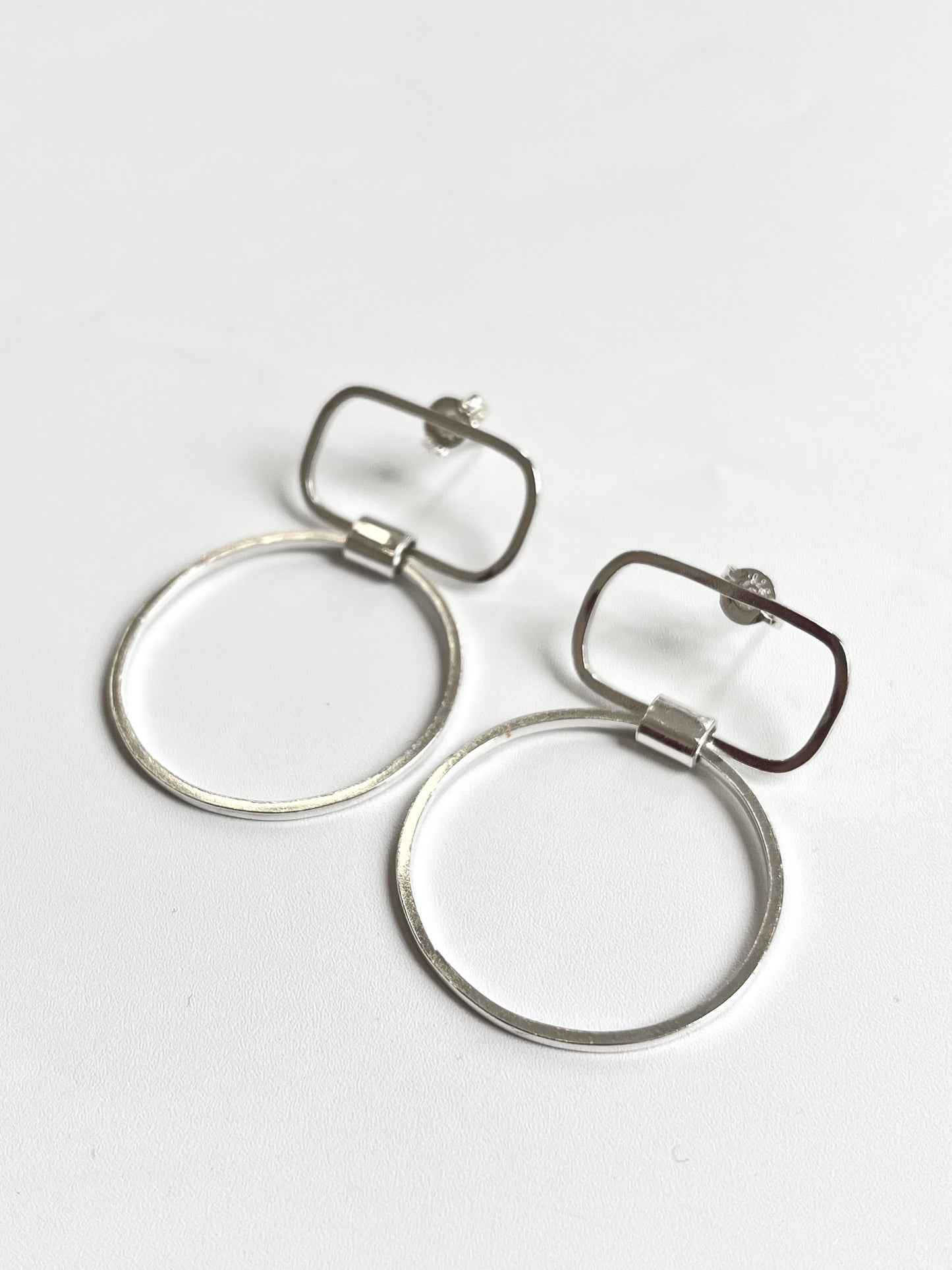 Rectangle & Circle Stud Earrings (#36)