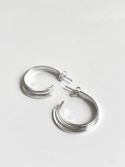 Three-Pronged Hoop on Stud Earrings