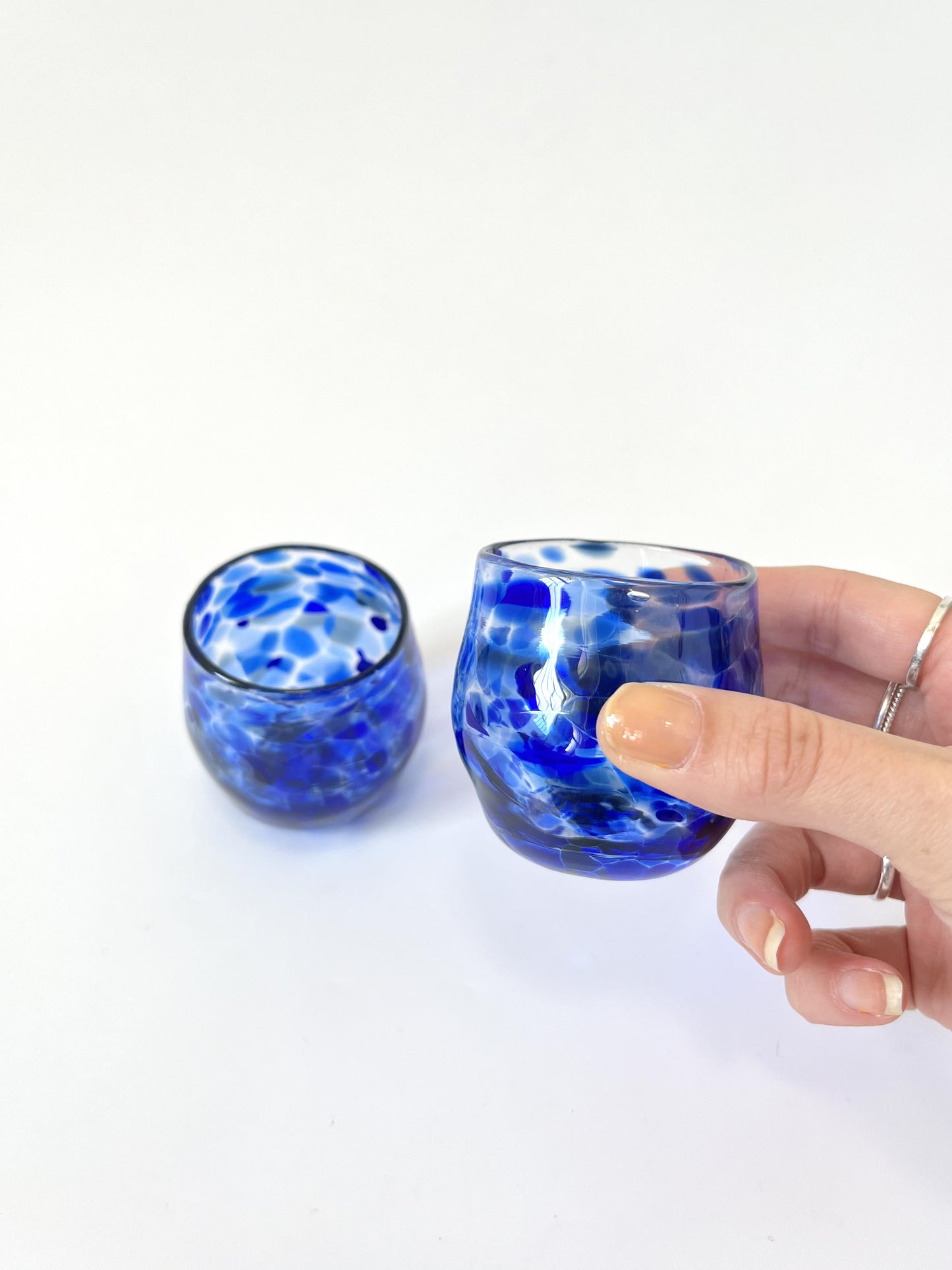 Pair of Handblown Shot Glasses - Cosmic Blue