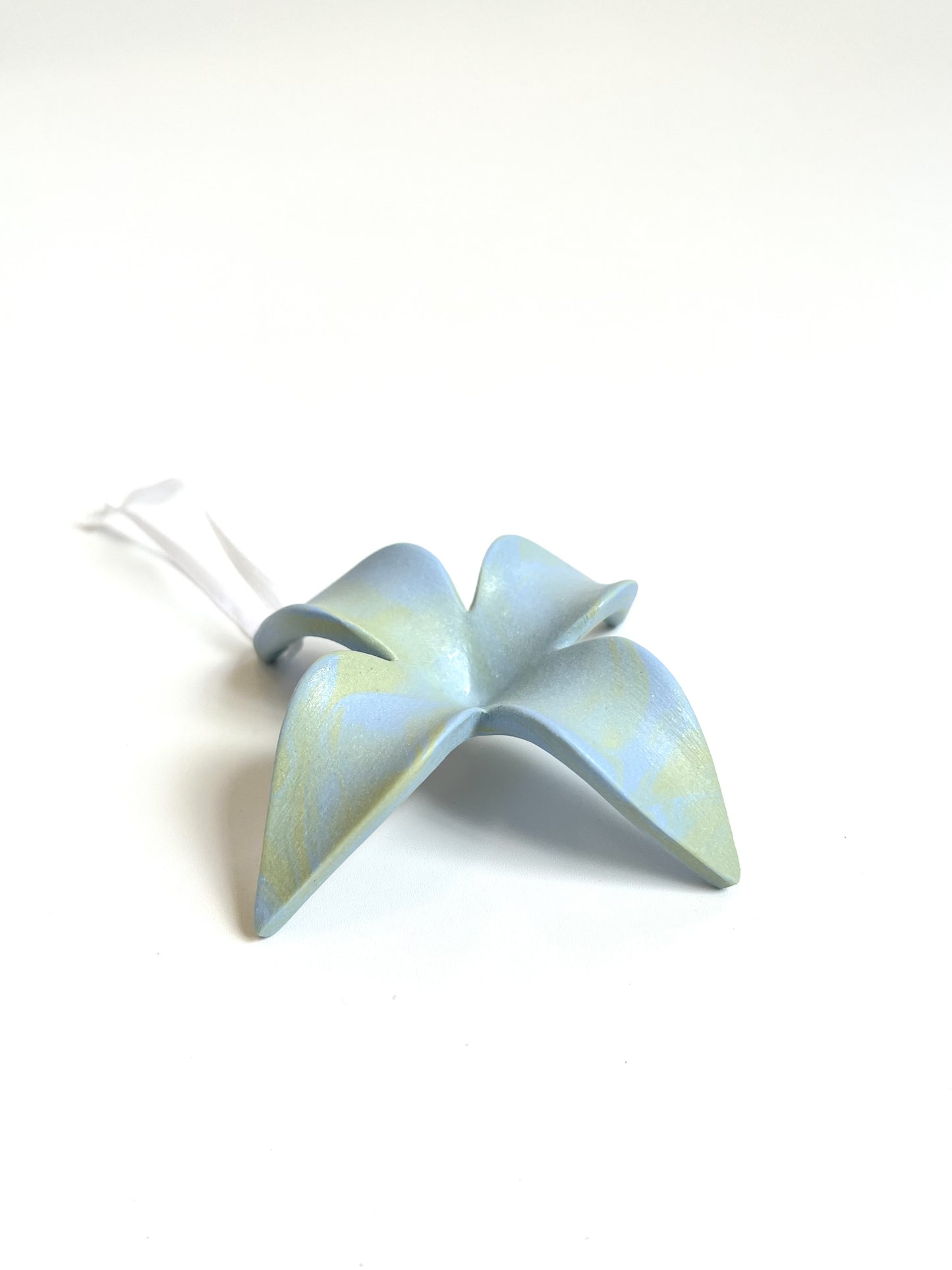 Ceramic Abelia Ornament - Matte Green / Blue