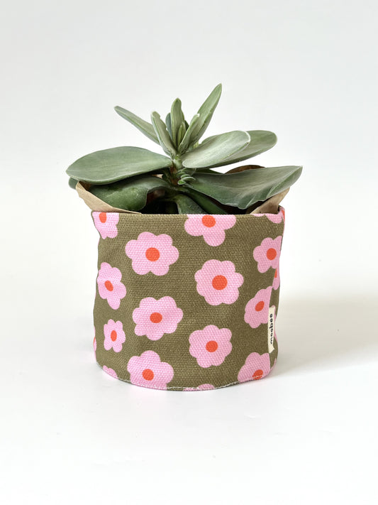 Canvas Planter - Green Flowers