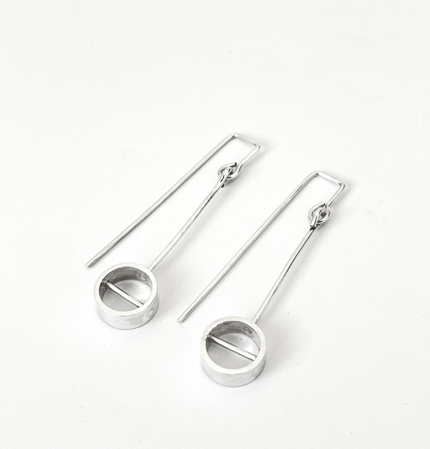 Small Silver Hoops Earrings with Bar