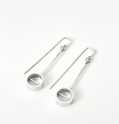 Small Silver Hoops Earrings with Bar