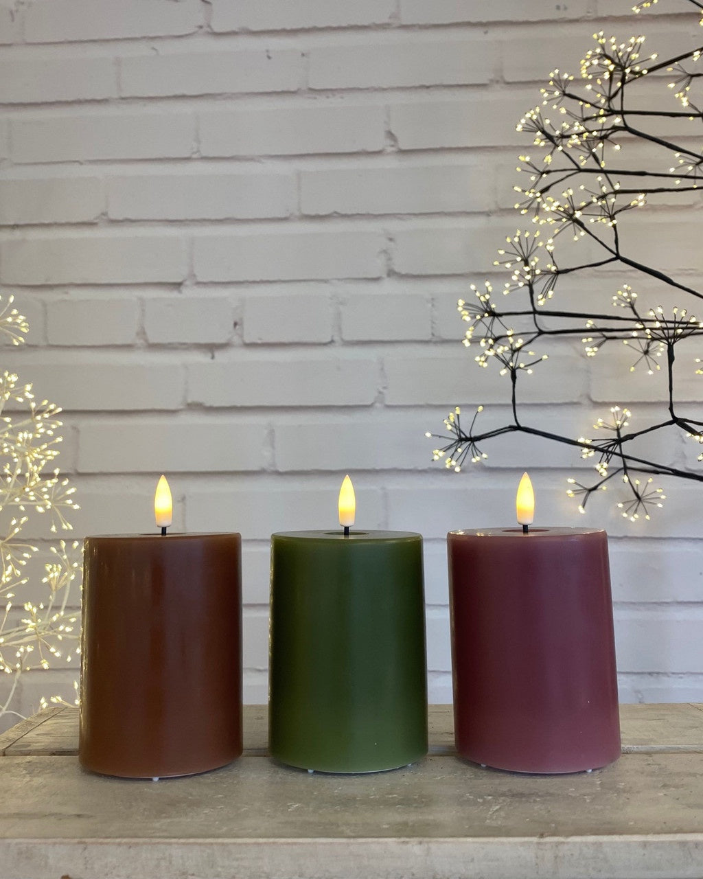 LED Pillar Candle, 10cm x 7.5cm -  Mathilda Green