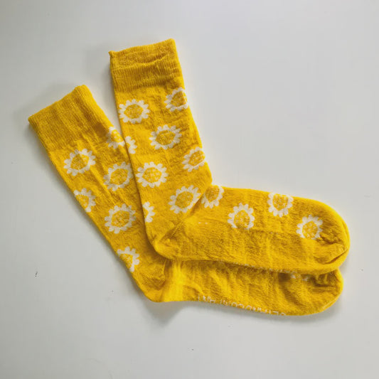Merino Floral Socks - Kowhai Yellow