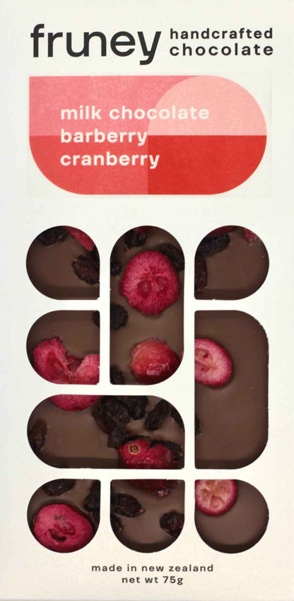 Milk Chocolate, Barberry & Cranberry Bar - 75g