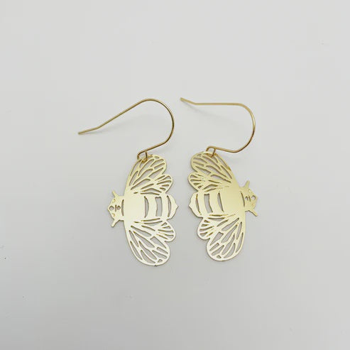 Mini Bee Dangles in Gold