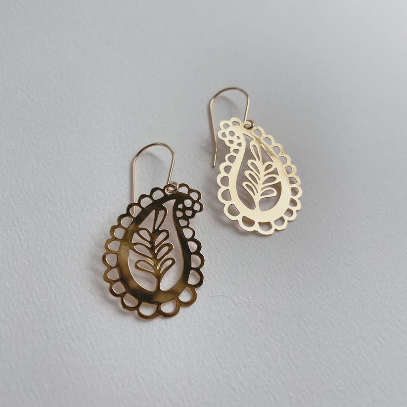 Mini Paisley Dangle Earrings in Gold