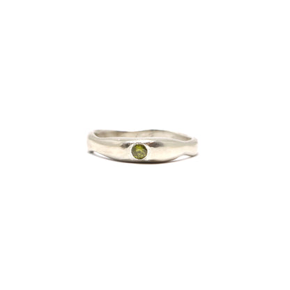 Wonky Ring - Sterling Silver & Olive Cubic Zirconia (Size U) (R172)