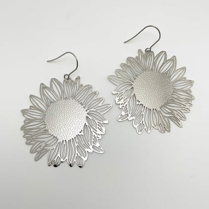 Sunflower Earrings in Silver