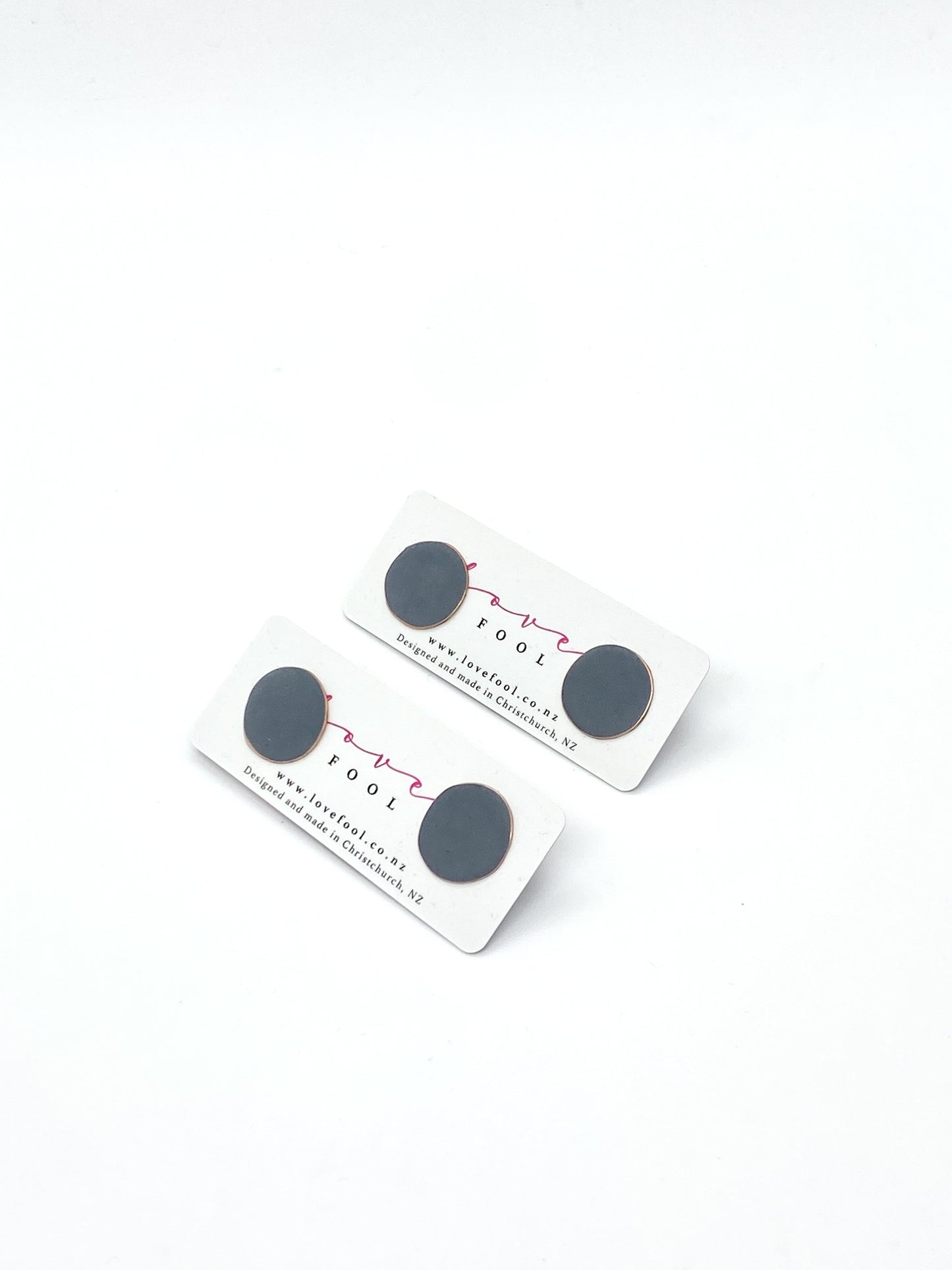 Dot Stud Earrings - Dark Grey