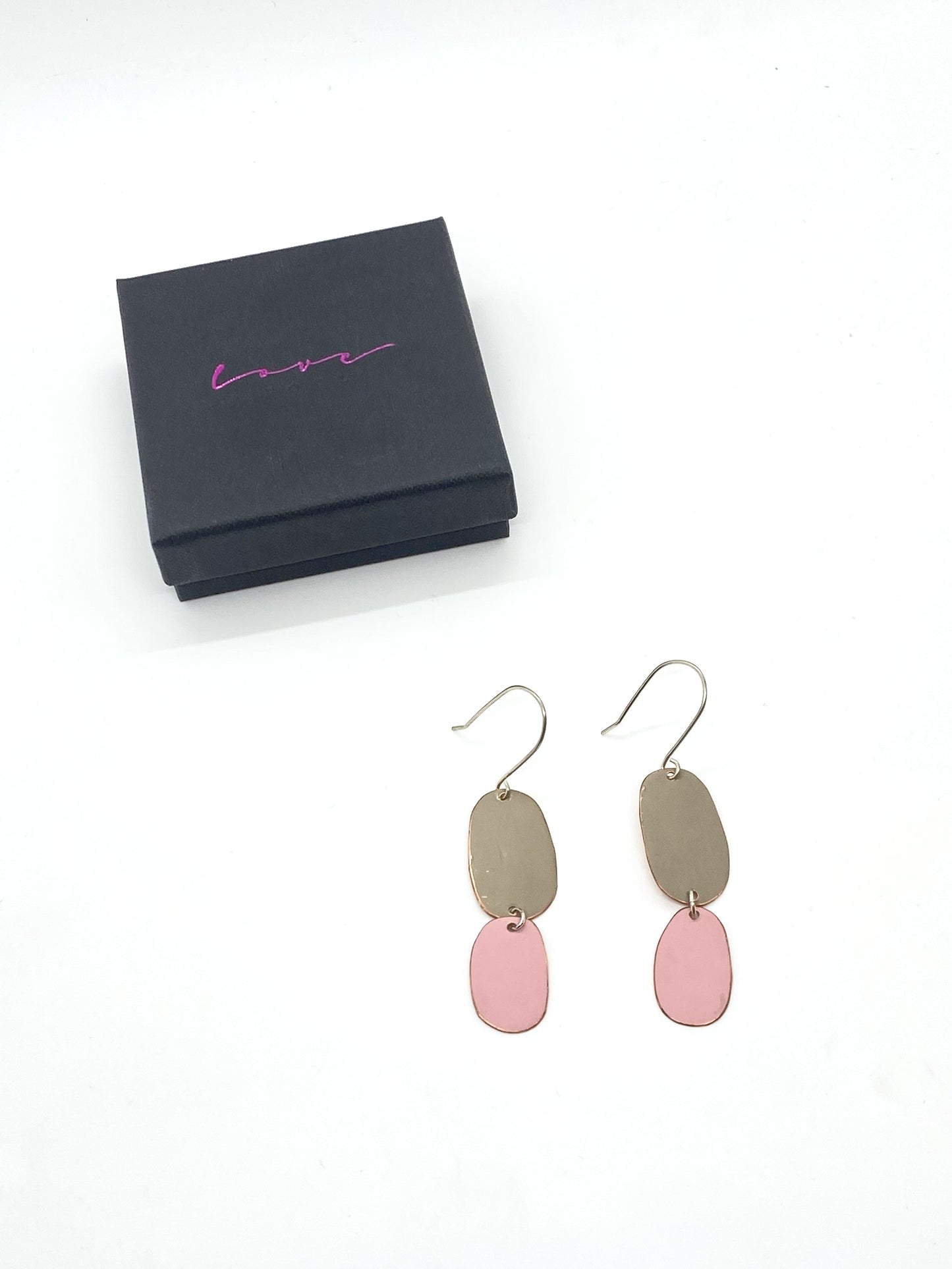 Double Drop Earrings - Sand/Pink