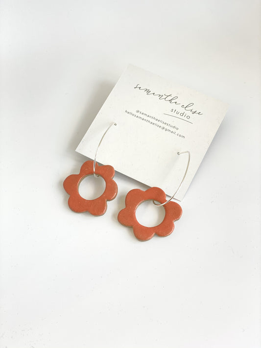 Flower Drops - Guava - Ceramic & Sterling Silver Earrings