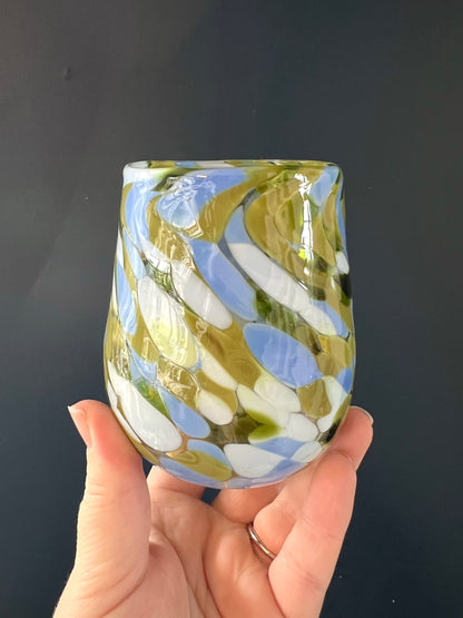 Handblown Glass Tumbler - 'Green Blue' edition