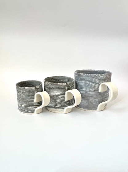 Ceramic Nerikomi Mug - Medium - Grey (Thin Stripes)