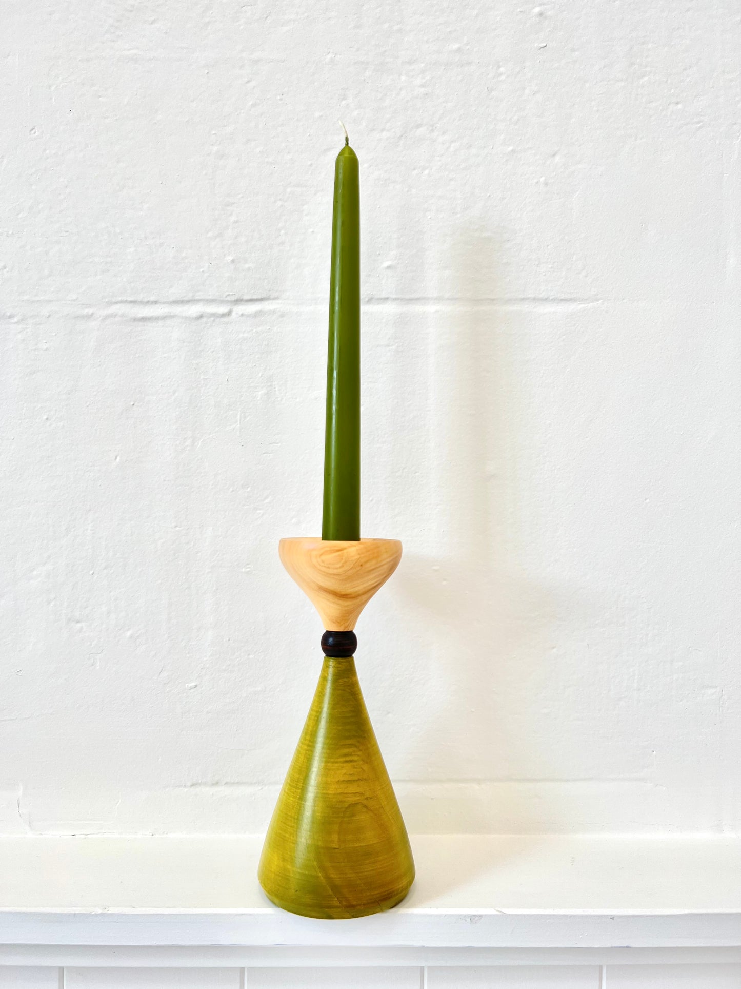 Candle Holder - Tulip Sphere - Natural/Dark Oak/Green