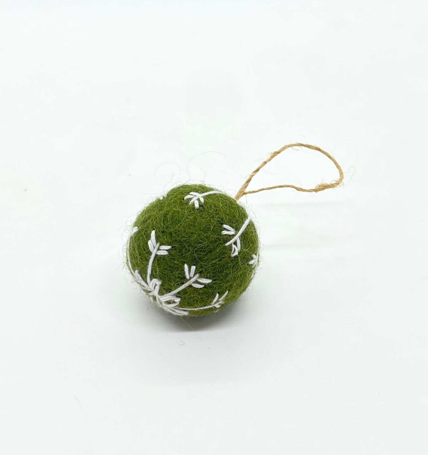 Embroidered Felt Pom-Pom Decoration - Green, White