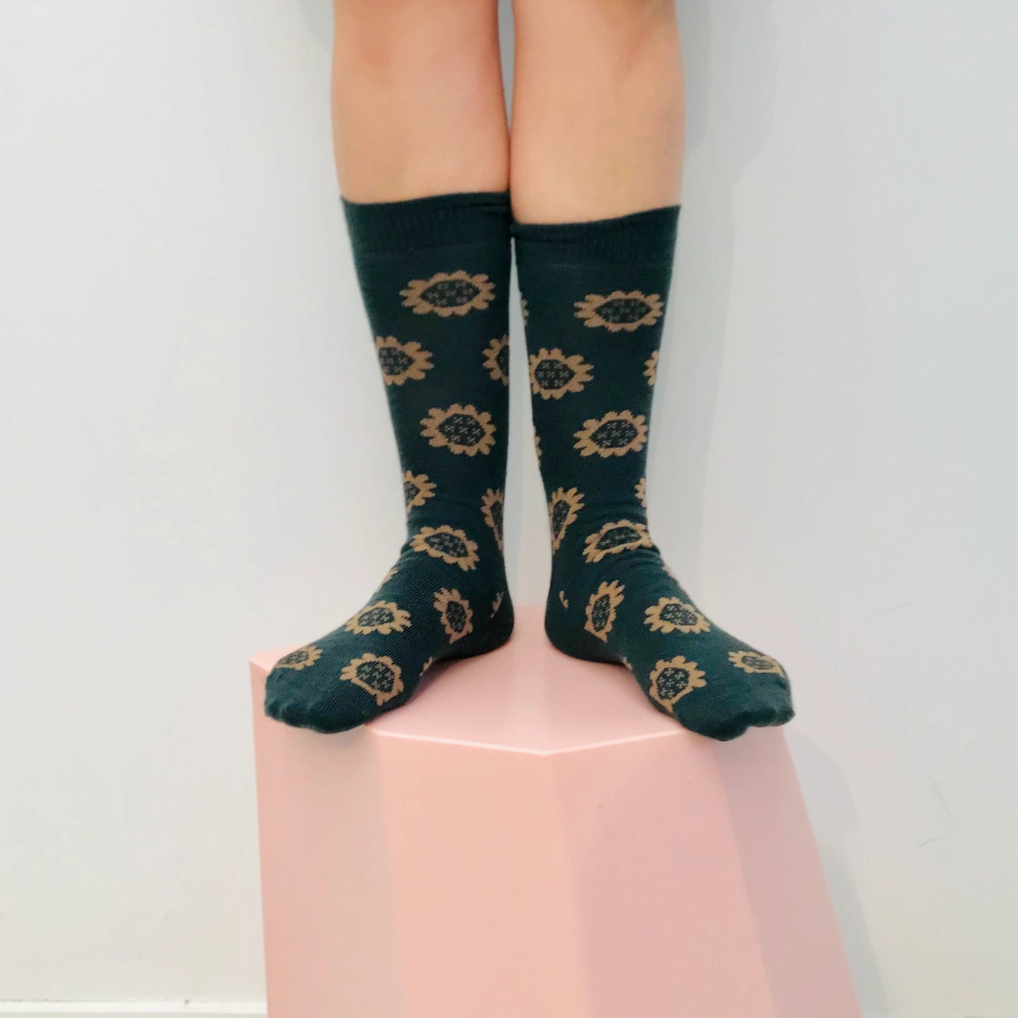 Merino Floral Socks - Forest, Clay