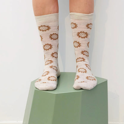 Merino Floral Socks - Marle, Clay