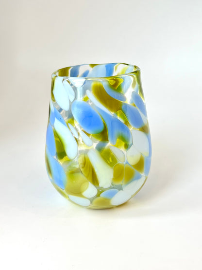 Handblown Glass Tumbler - 'Green Blue' edition