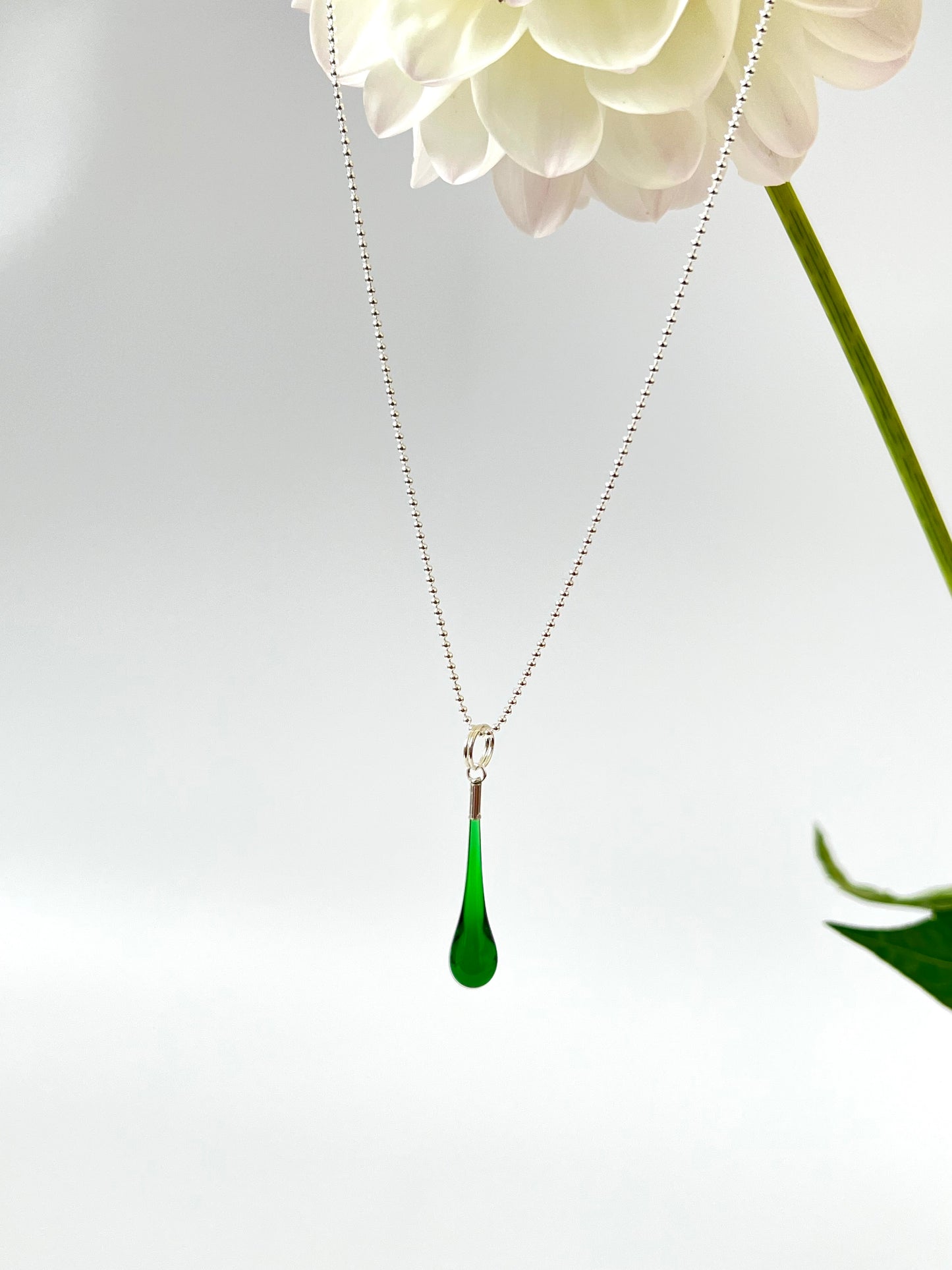 Glass Teardrop Pendant - Emerald