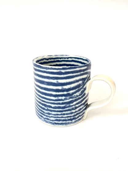 Ceramic Nerikomi Mug - Large - Dark Blue (Stripes)
