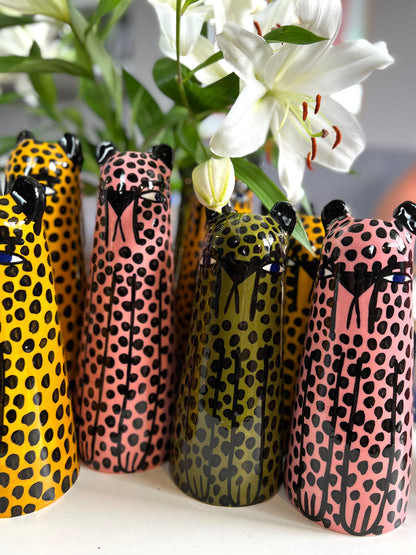 Pink Cheetah Vase by Studio Soph -  Tall