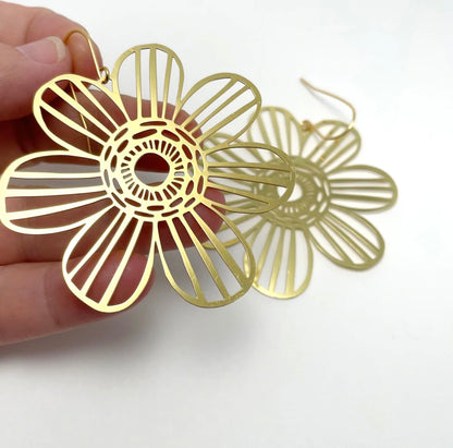 BIG flower earrings in gold