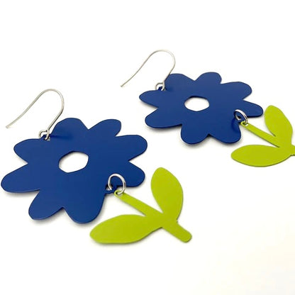 Cobalt + Apple Flower Dangle Earrings
