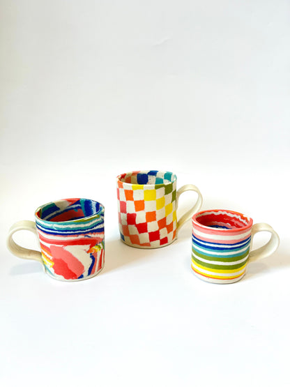 Ceramic Nerikomi Mug - Medium - Rainbow Stripes