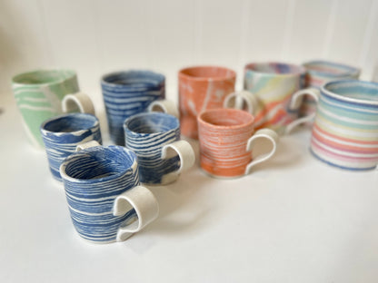 Ceramic Nerikomi Mug - Small - Dark Blue Stripes