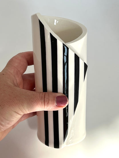 Fine Line Striped Ceramic Vessel