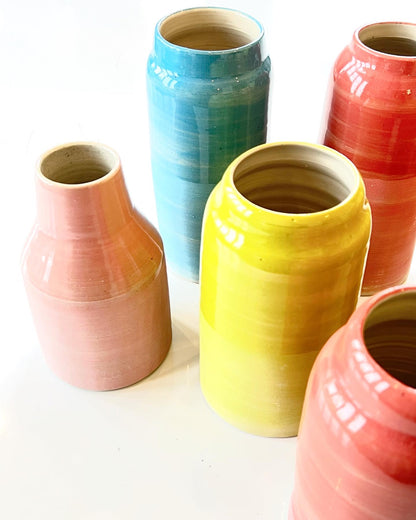 Colour Block Ceramic Vase - Sky Blue