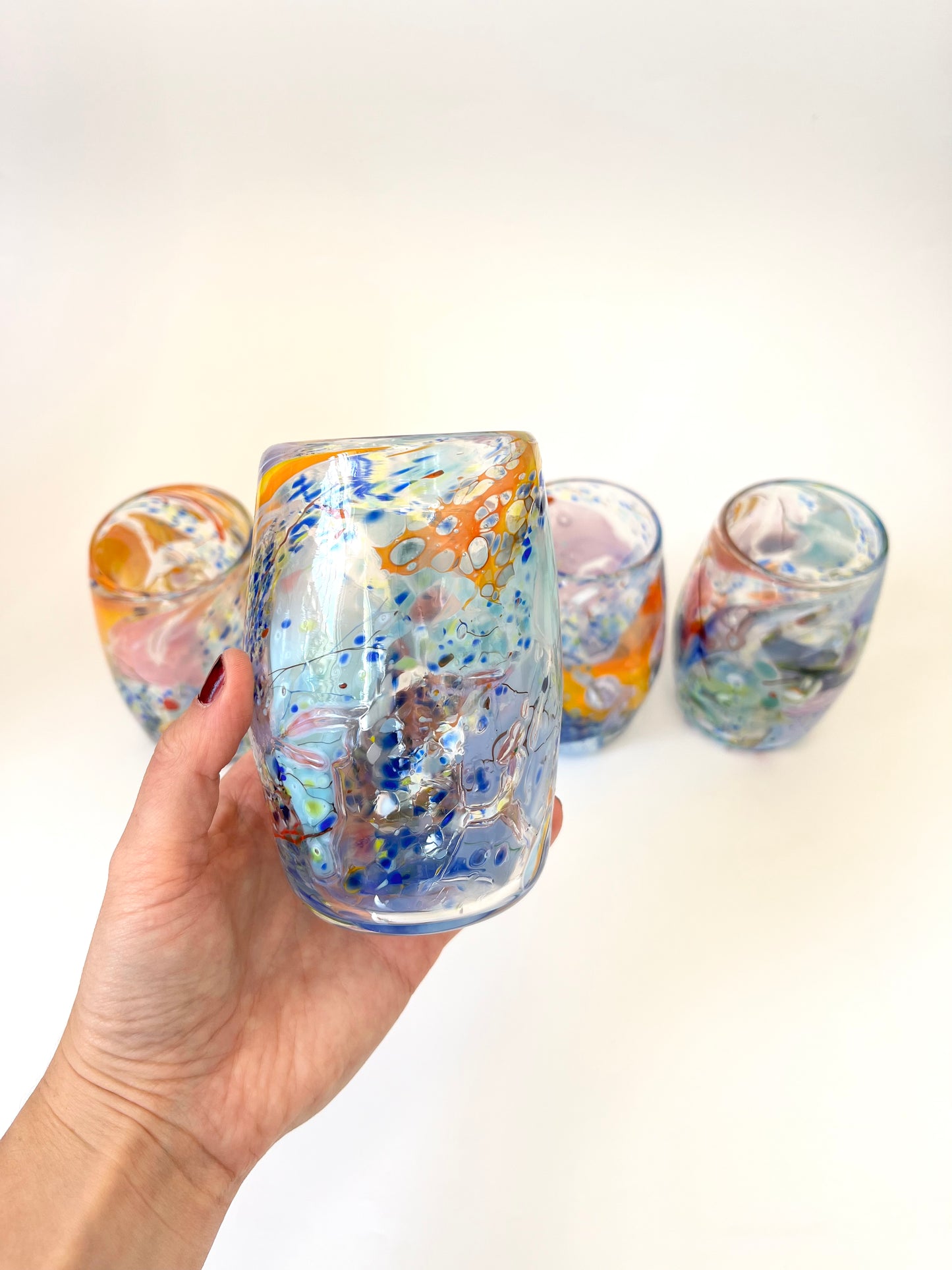 Handblown Glass Tumbler - Shard with Ink Flecks