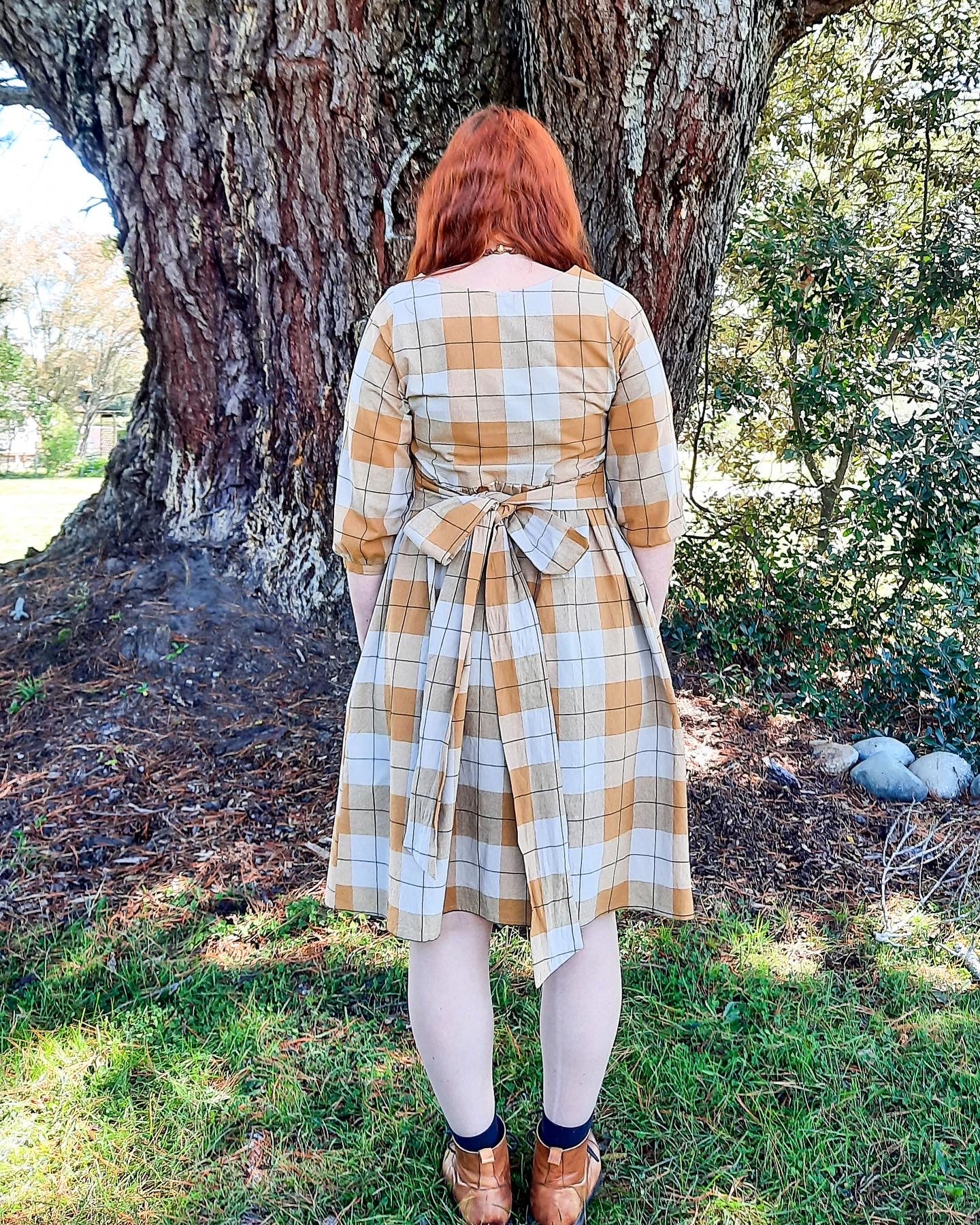 Long Sleeve Mollie Dress - Caramel Check
