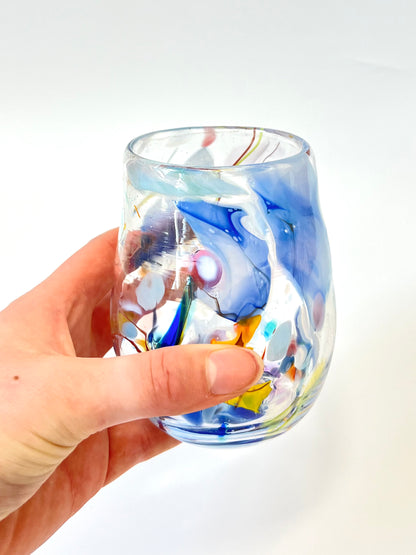 Handblown Glass Tumbler - Shard with Blue Tones