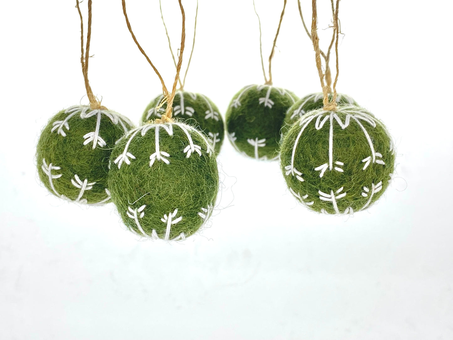 Embroidered Felt Pom-Pom Decoration - Green, White