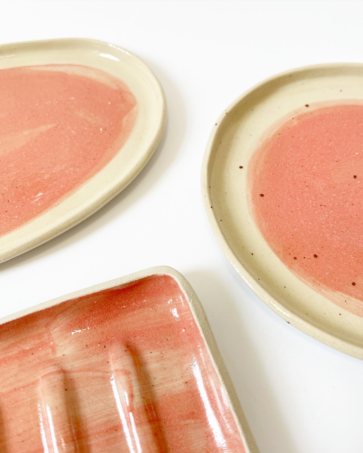 Handmade Ceramic Round Plate - Pink