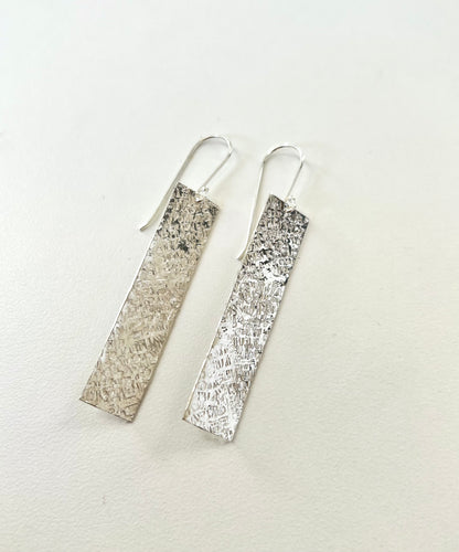 Textured Earrings, Large - Sterling Silver