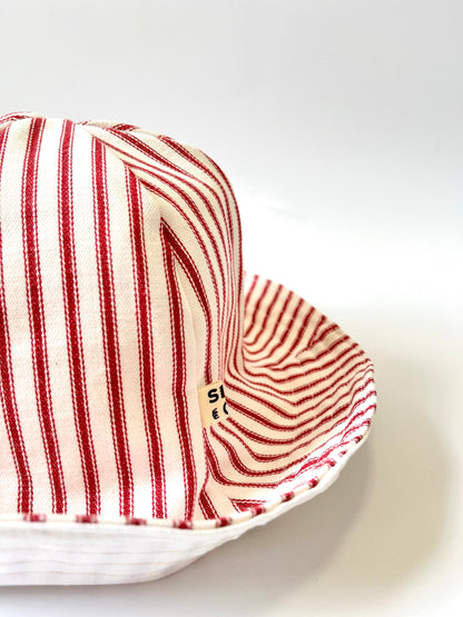 Reversible Sunhat - Red & White Pinstripes
