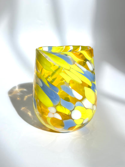 Handblown Glass Tumbler - ‘Summer’ limited editio (blue & yellow)