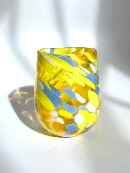 Handblown Glass Tumbler - ‘Summer’ limited edition (blue & yellow)