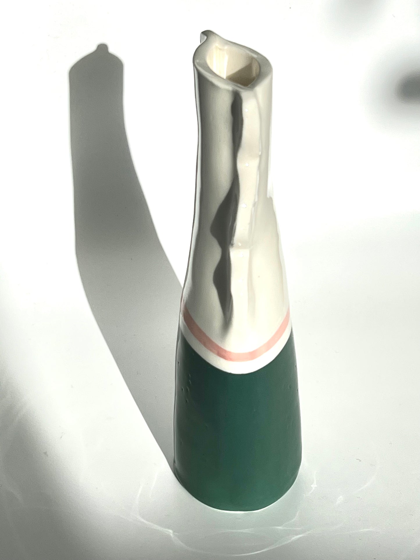 'Oscillate' Ceramic Art Vase - Teal Green