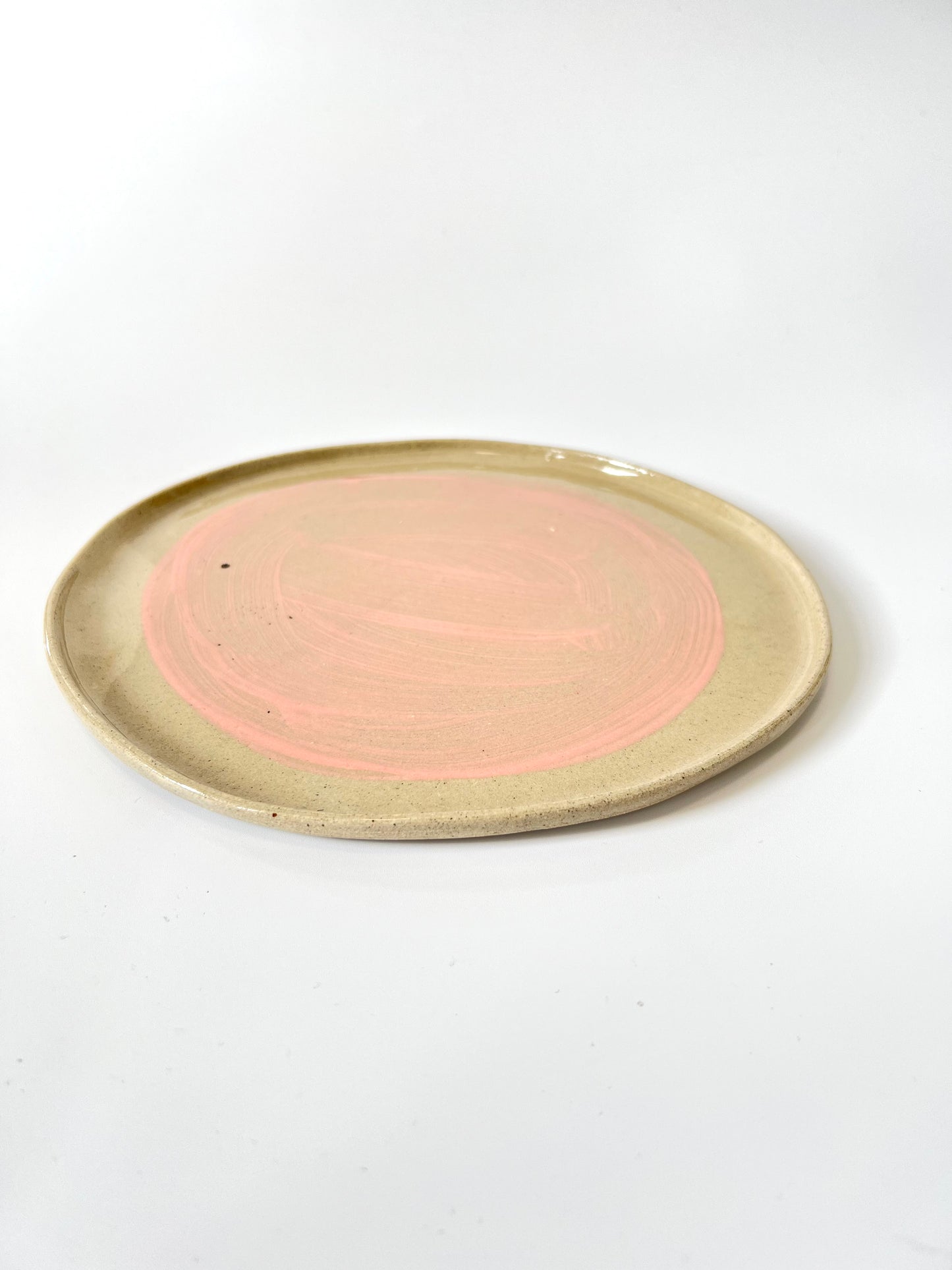 Large Handmade Ceramic Round Plate - Pink