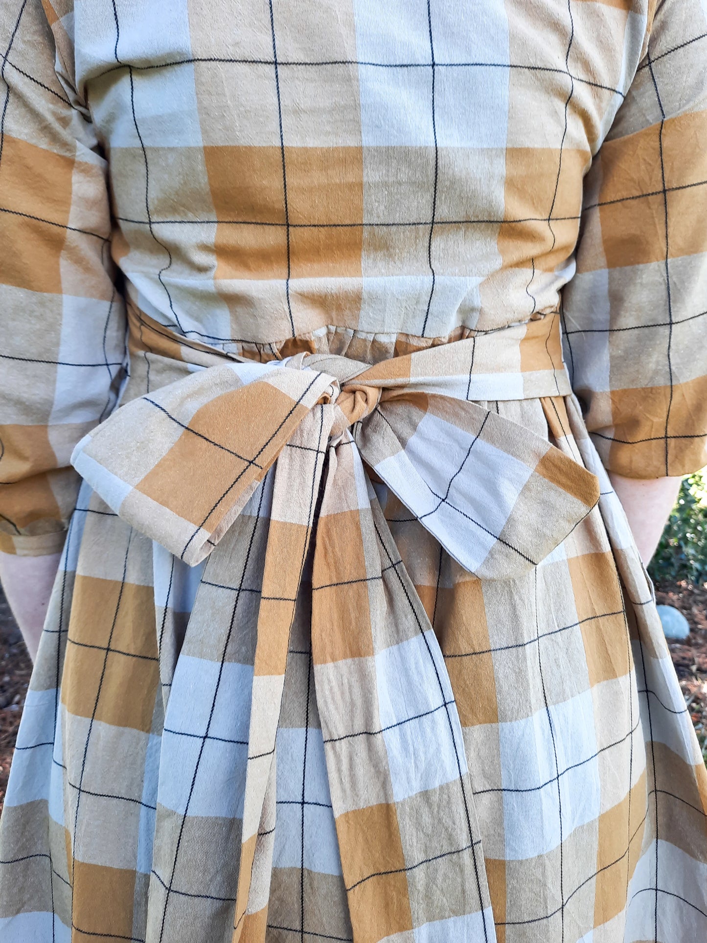 Long Sleeve Mollie Dress - Caramel Check