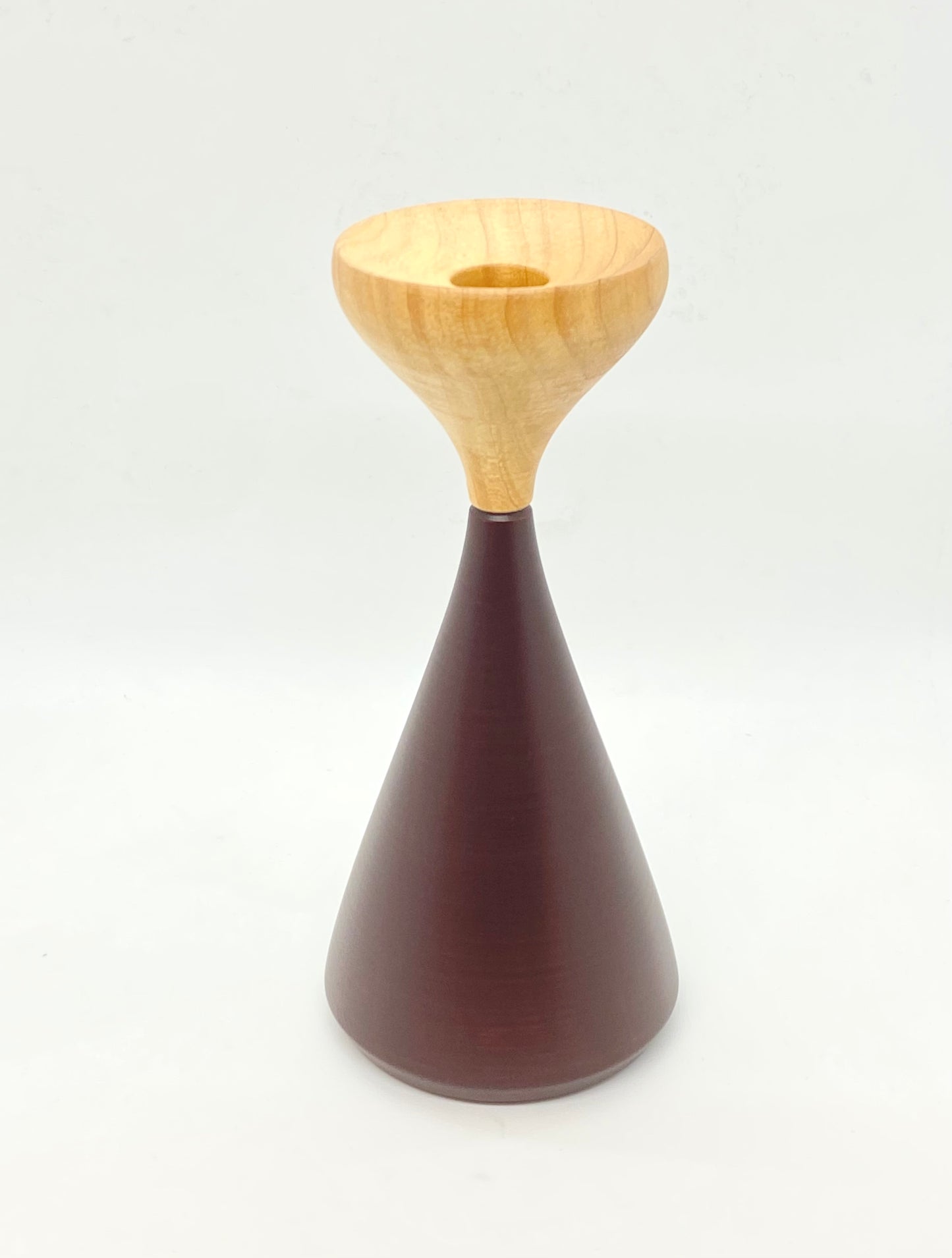 Candle Holder - Tulip Groove - Natural/Maroon